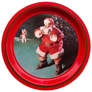 1988 Coca Cola Christmas Tray Santa and Dog